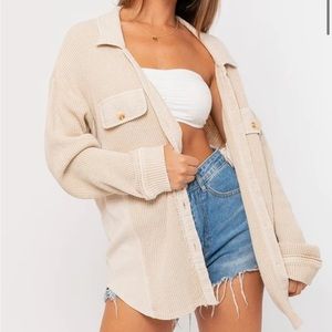 Boho Pink waffle knit shacket